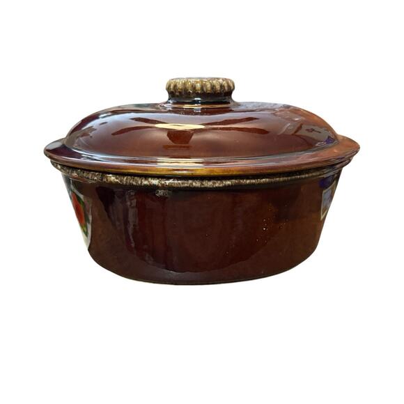 Hull Pottery Drip Glaze Casserole Dish Lid Oven Proof Brown Oval Vintage 10” - Picture 4 of 10